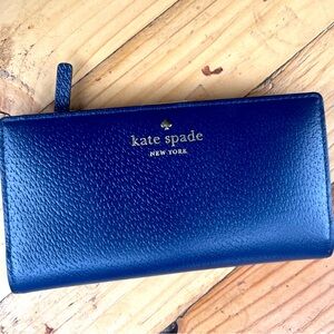 Kate Spade Navy Blue Mikas Pond Leather Stacy Grand Street Wallet
